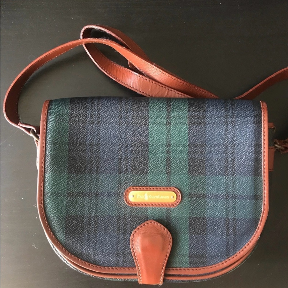 Rare Authentic Vintage Ralph Lauren Plaid Tartan Cross bag. Pristine condition.